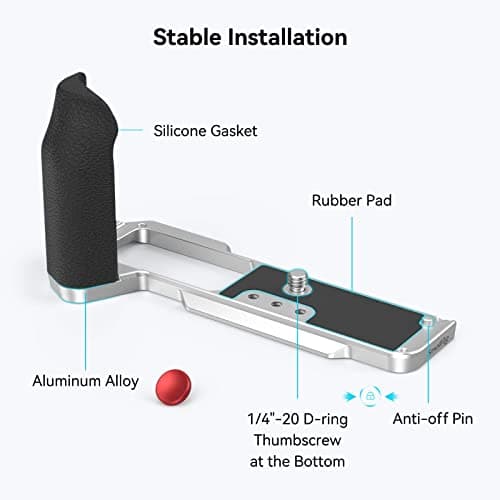 X-T5 Handgrip L-Shape Grip for FUJIFILM X-T5 Camera, Built-in Quick Release Plate for Arca, Silicone Side Handle, Shutter Button, Lightweight and Comfort - 4136