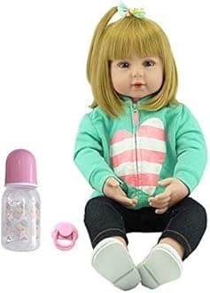 Lovely Reborn Baby Doll Girl 18 inch 45 cm Soft Body Vinyl Lifelike Baby Doll Realistic Newborn Dolls Handmade Toddler Toy for Ages 3+