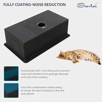 Sarlai 30 Matte Black Undermount Kitchen Sink Workstation - 30x18 Inch Kitchen Sinks with Ledge NANO-Tech Round Corner 16 Gauge Stainless Steel Single Bowl Sink Basin