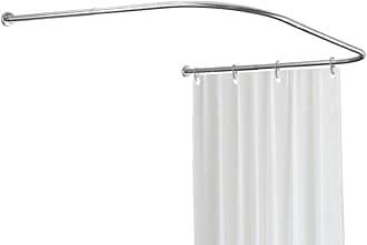 Hershii Adjustable Curved Shower Curtain Rod Wall Mounted U-Shaped Bathroom Corner Curtain Hanger Pole Bath Metal Shower Rail Bar (35.43-51.18) x 43.3 x(35.43-51.18) Inch, Drilling to Install