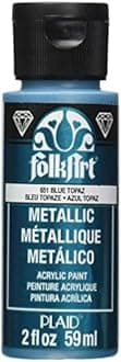 FolkArt Metallic Acrylic Paint in Assorted Colors (2 Ounce), 651 Blue Topaz