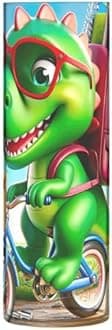 Cylinder Vase for Table Decorative Bicycle Green Dinosaur Print Large Plastic Vase Cute Personalized Aesthetic Bathroom Decor, 11.8" x 3.9"