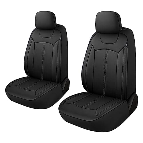 Premium Leather Car Seat Covers Front Set, Waterproof Stain-Resistant Seat Covers for Cars, Universal Automotive Interior Covers for Sedan SUV Truck Pick-up Van, Black