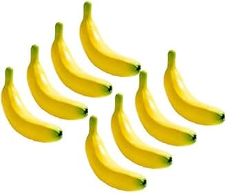 Set of 8 Decorative Life Size Faux Bananas - Great for Decorating your Home, Creating a Store Display, and Photo Props - Realistically Colored and Sized Fruit - Measures 6.75" x 1.375"(Bananas)