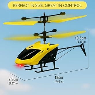 Outdoor and Indoor Flying Helicopter with Remote Control | Electronic Radio RC Remote Control Toy | Charging Helicopter with 3D Light & Safety Sensor for Kids - Pack of 1 (Yellow in Colour)