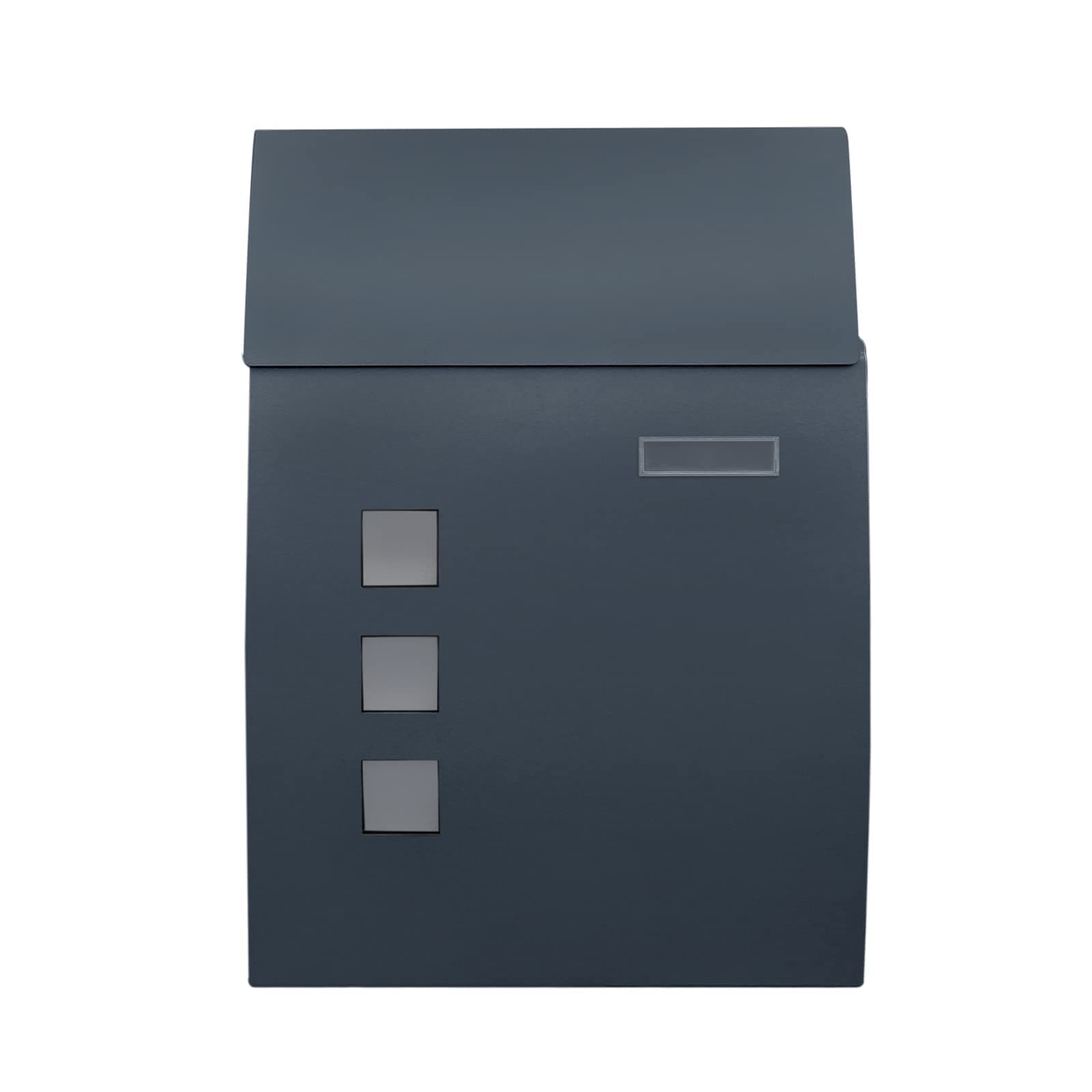 SAILUN® designer letter box with newspaper holder, made from brushed stainless steel, in anthracite RAL-7016.