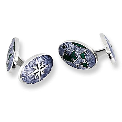 Nicole Barr Sterling Silver World Compass Enamel Cufflinks