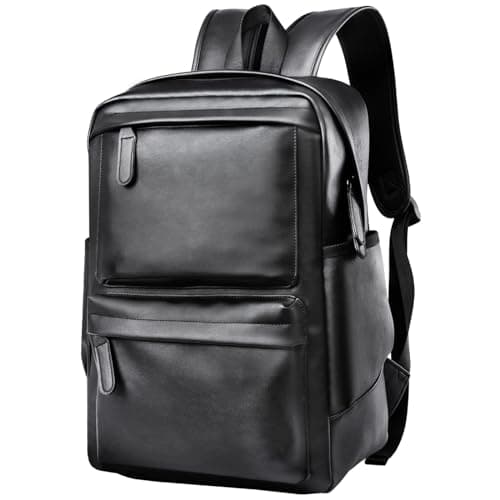 Mens Leather Backpack, A04-black, Large, Casual