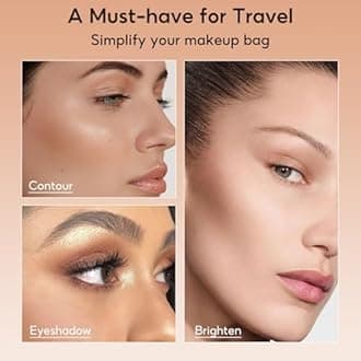 FelinWel Highlight Contour Makeup Palette Effortless Blending Matte Shimmer Highlighter Palette and Bronzer Powder for Warm Toned Skin with Brush