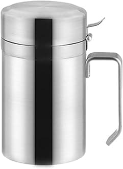 Oil Can Stainless Steel Olive Oil Dispensers Bottle, 550ML Oil Dispenser Pot Leak Proof Oil Salad Storage Oil Bottles Oil Container with Lid for Kitchen Cooking BBQ (550ML (Wide Handle))