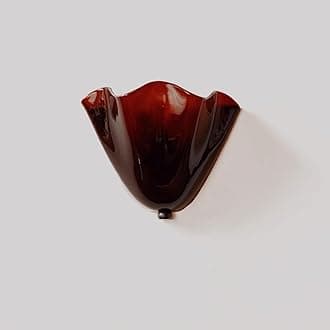 Vintage Shell Wall Sconce – Mid-Century Coastal Amber Glass Shade – Antique-Style Shell-Shaped Wall Lamp for Living Room, Bedroom & Hallway