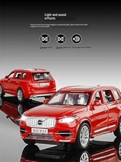 Scale Finished Model Car 1/32 For Volvo XC90 SUV With Sound And Light Scale Alloy Car Model Off-road Vehicle Collectible Miniature Replica Car(White)
