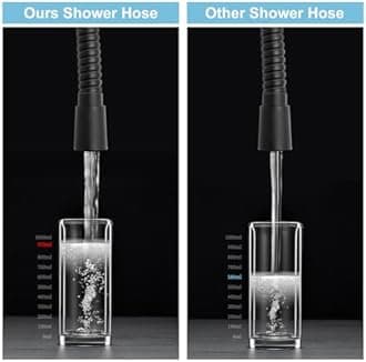 OFFO Large Bore Shower Hose, 11mm Bore High-Flow Anti-Kink Shower Hose Stainless Steel Replacement High Pressure Shower Hoses,Universal Leakproof 1.5m,Matte Black