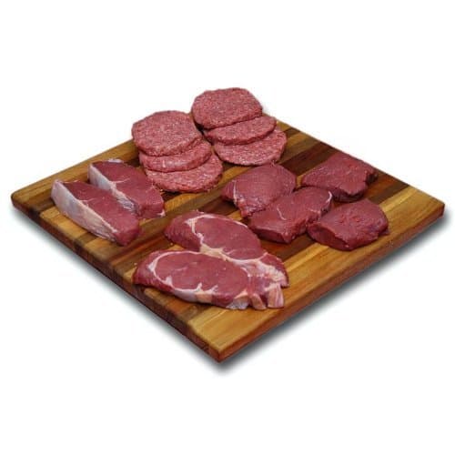 Bison Burgers & Steak Combo Pack: 14 Piece (Total 6.25 lbs.) - 2 Ribeye Steaks (10 oz.), 2 New York Strip Steak (8 oz.), 4 Sirloin Steak (8 oz.), 6 Bison Burgers Patties (5.3 oz) - Grass fed bison - TenderBison