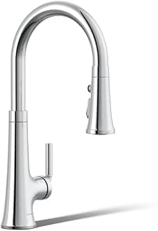 Kohler 23764-CP Tone Pull Down Kitchen Faucet, Kitchen Sink Faucets with Pull Down Sprayer, Polished Chrome