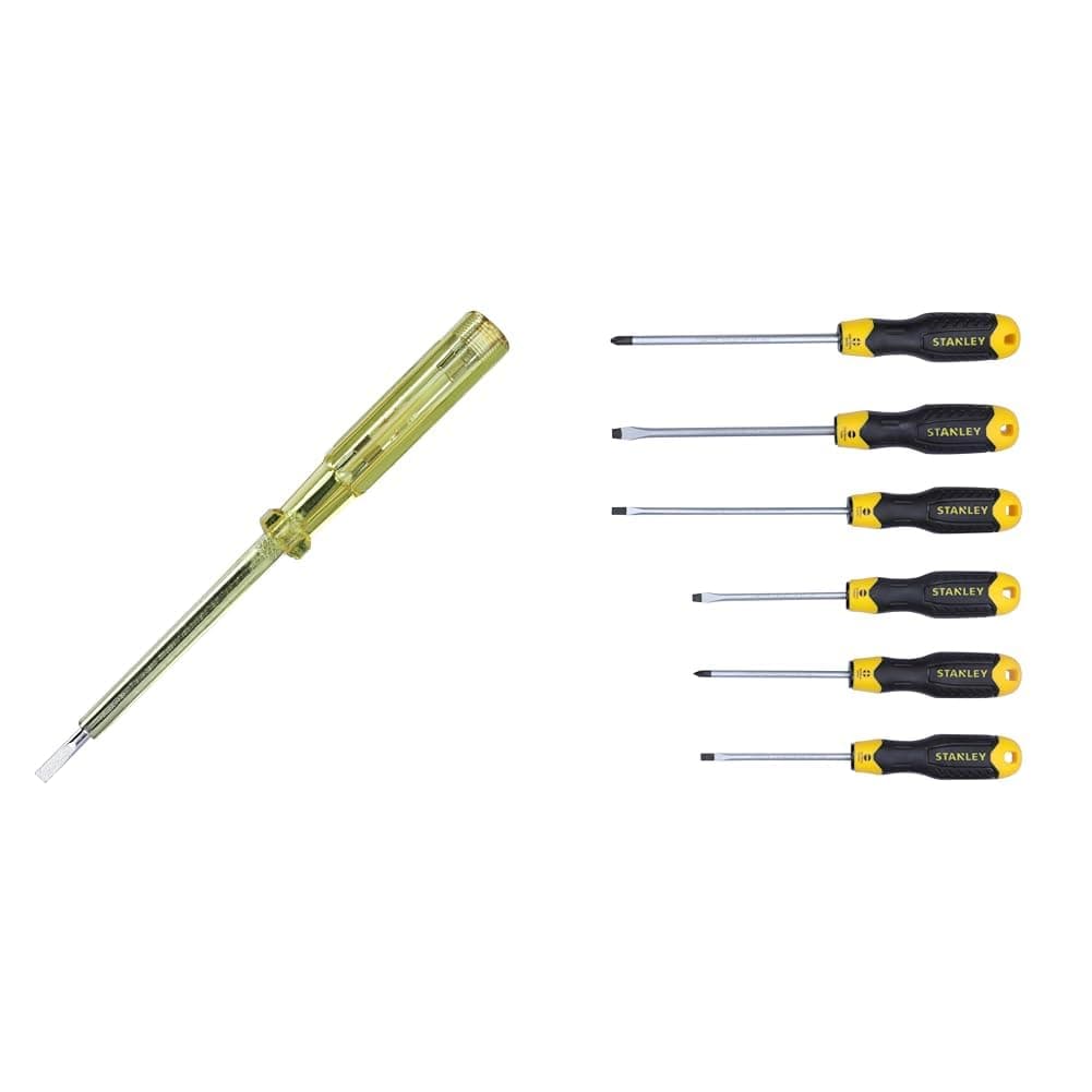 STANLEY 66-120-S 178mm/7.5'' Spark Detecting 2-in-1 Screwdriver 5mm, 100-500V AC+STANLEY STHT65242-8