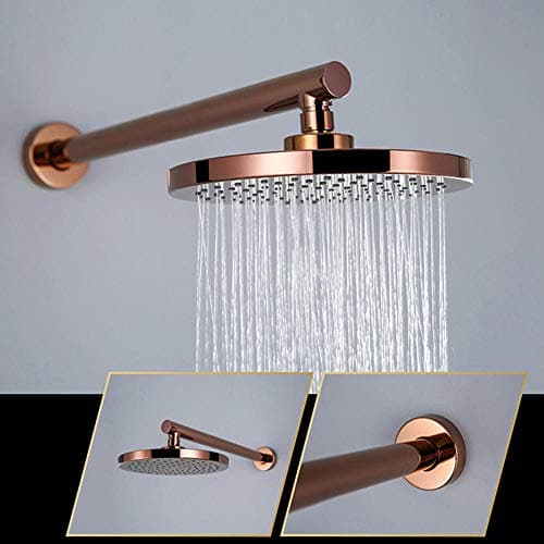 Rose Gold Concealed Shower Kit 8 in Rainfall Shower Head Mixer Shower Set Hose Pipe