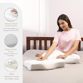 MY ARMOR Cool Gel Cervical Pillow for Neck Pain, Orthopedic Memory Foam Pillow for Neck Support, Contour Pillow for Shoulder Pain of Dual Height- 2 & 4 Inches - Pack of 2