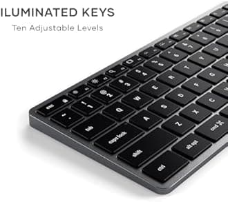 SATECHI Slim X3 Bluetooth Backlit Keyboard with Numeric Keypad – Illuminated Keys & Multi-Device Sync – for M2/ M1 MacBook Pro/Air, M2/ M1 iPad Pro/Air, M2 Mac mini, iMac M1 (Space Grey)
