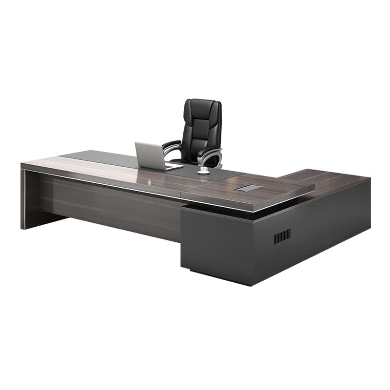 LITFADModern Office Computer Desk Wood Executive Desk with Side Storage, CPU Stand and Cord Management, L-Shape Writing Desk Boss Table Home Office Furniture Without Chairs, 79" L x 63" W x 30" H