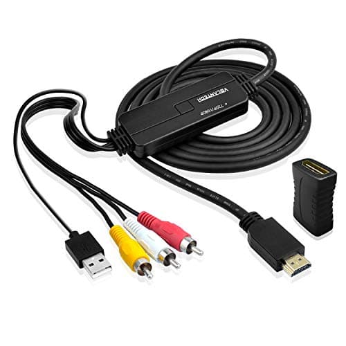 Volantech RCA to HDMI Cable, AV to HDMI, 3RCA Composite CVBS AV to HDMI Video Audio Converter Adapter Support PAL/NTSC with USB Charge Cable for TV/Xbox / PS4, Black