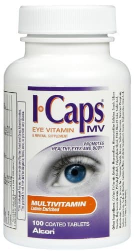 Alcon I-Caps Eye Multivitamin Lutein Enriched - 100 Coated Tablets by ALCON LABS.