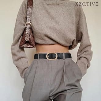 XZQTIVE 3 Pack Plus Size Women's Leather Belts for Jeans Pants Dress Fashion Gold Buckle Ladies Waist Belt