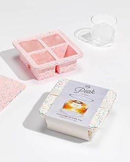 Peak Silicone Extra Large Cube Ice Tray w/ Protective Lid | Charcoal | Easy to Remove Ice Cubes | Food Grade Premium Silicone | Dishwasher Safe, BPA Free