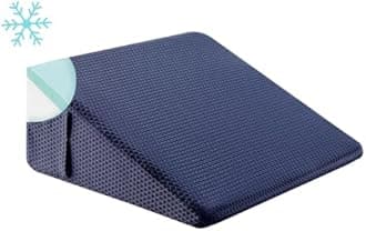 Bedluxe Wedge Pillow, 10 inch Bed Wedge Pillow for Headboard, Pillow Wedge for Acid Reflux Relief, Sleeping, After Surgery, Snoring, Gerd, Triangle Pillow Wedge - Cooling Memory Foam Top, Navy