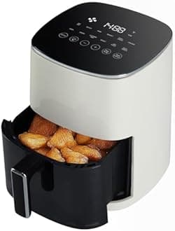 Sweetcrispy 6QT Air Fryer with Window, Square Airfryer Oven 12-in-1 for Family, 400°F Rapid Air Crispy Technology, Roast Bake Dehydrate, Nonstick & Easy-Clean Basket,Off-White