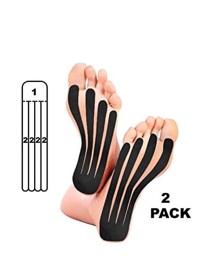 5 Pack - Kindmax Kinesiology Tape Foot Support (Black) - K Tape for Foot Pain, Plantar Fasciitis