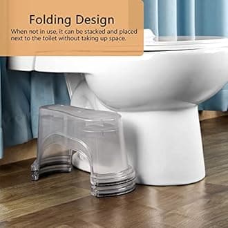 EVRON Toilet Stool 7" Bathroom Squatting Aid for Adults, Split Two-Piece Separate Movable Foot Rests with Flexible Positioning, Stackable Nesting Space-Saving Design(Clear 1 Pairs)