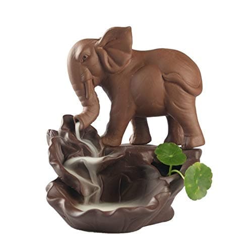 Purple Sand Elephant Backflow Incense Holder Incense Burner Incense Cones Stick Holder, Ideal for Yoga Room, Home Office Decor Gift
