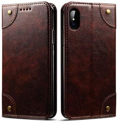 iPhone Leather Wallet Case Card Holder Slots Flip Cover (Brown, XS Max). iPhone 10 Max(X Max) Flip Folio, Book Cover, 3 Card Holder Slots, Cash Pocket, Kickstand, Magnetic Closure