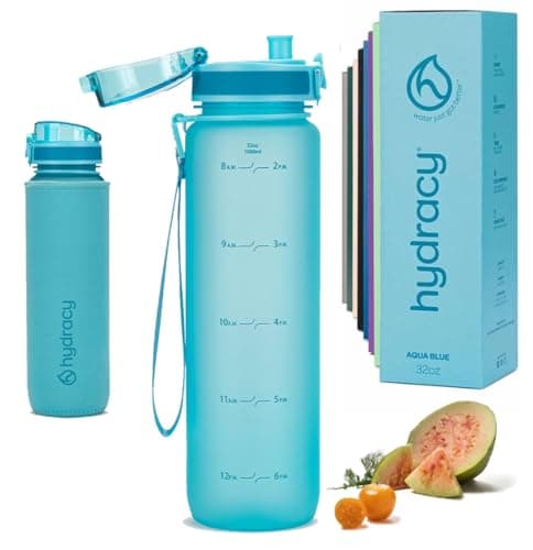 Hydracy 32 oz Motivational Water Bottle with Time Marker, 1 Liter, Reusable Gym Bottle, Leak Proof, Fruit Infuser, Ideal Gift for Sports & Outdoors