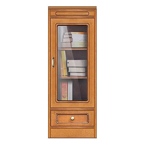 Arteferretto Small display cabinet, wooden structure, adjustable in height shelves, glass door 1 drawer, small bookcase for living room