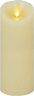 Luminara Realistic Moving Flame LED Candle Scalloped Edge Smooth Finish Real Wax Pillar, Timer, Remote Ready, Unscented - Ivory (10 Wide x 23 Tall Centimetre) [Energy Class A]