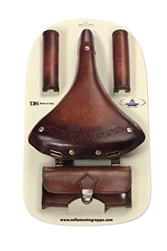 Selle Montegrappa Bicycle Genuine Leather Set Kit Charleston Oxford Saddle Grips Saddle Bag