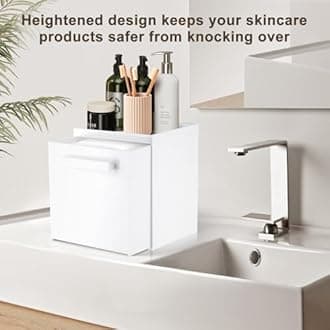 TAINESS Disposable Face Towel Storage Box Compatible with Clean Skin Club Clean Towel XL Acrylic Facial Towels Holder with Drawer Wall-Mounted Makeup Organizer for Vanity, Bathroom (Glossy White)