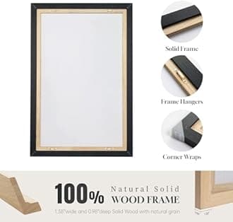 Large Framed Neutral Modern Abstract Wall Art, 3 Piece Black and Beige Canvas Prints Paintings Artwork for Walls, Minimalist Line Pictures for Living Room Hallway Office Wall Decor -Total 30x60 Inch