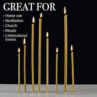 Danilovo Pure Beeswax Candles - Honey-Scented, Decorative Thin Taper Candles - Ideal for Birthday Decoration or Church Prayers - Yellow Drip Free, Tall & Smokeless Pack of 150 pcs, 10.4 x 0.28 inch