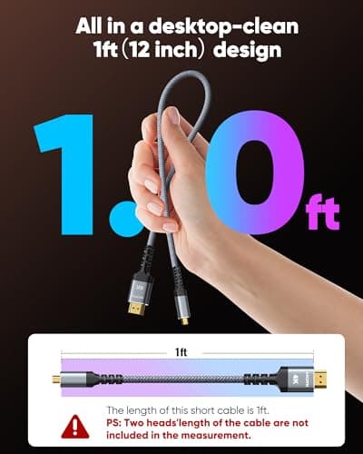 Highwings 4K Micro HDMI to HDMI Cable 1 FT, 4K@60Hz HDR, Micro HDMI Cord Compatible for DSLR Camera, Raspberry Pi, GoPro Hero to TV, Laptop, Computer, Monitor, for Video, Audio, Image, Streaming