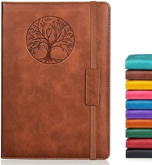 Biuwory Lined Journal Notebook for Women Men,256 Pages A5 Hardcover Leather Journals for Writing,Travel,Business,Work & School,College Ruled Notebooks for Note Taking,Diary Notepad 5.7"×8.3"(Brown)