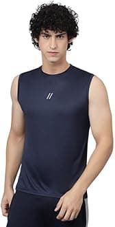 ATICX Men's Polyester Sports Sleeveless T Shirt - Gym Vest, Workout Sando, Training Tank Top, Cut Sleeves Quick Dry Tee for Running, Swimming, Badminton, Fitness & Sports