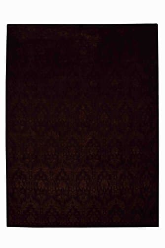 Merorug Leaf and Flower Pattern Nepalese Handmade Area Rug 8' X 10' Hand Knotted Nepali Carpet 8 Feet by 10 Feet Brown Color 100 Knot Wool and Silk Mix Nepali Rug