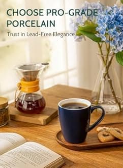 Sweese 601.103 Porcelain Mugs - 16 Ounce (Top to The Rim) for Coffee, Tea, Cocoa, Set of 4, Navy