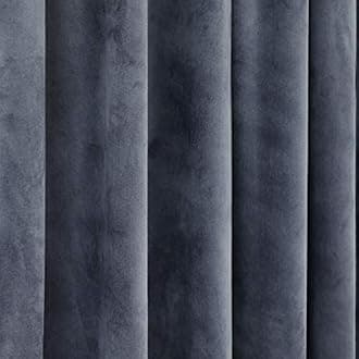 Luxury Pom Poms Curtain for Living Room Blackout Velvet 2 Panels Curtains Set Luxury Tassel Bedroom Curtains (Iron Grey, (50W×96L)×2)