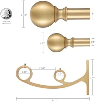 Double Curtain Rods 72-144 Inches, Warm Gold Double Window Rod, Adjustable Double Drapery Rod with Round Finials, 1-Inch Front and 5/8 Inch Back Telescoping Double Rod Curtain Rod