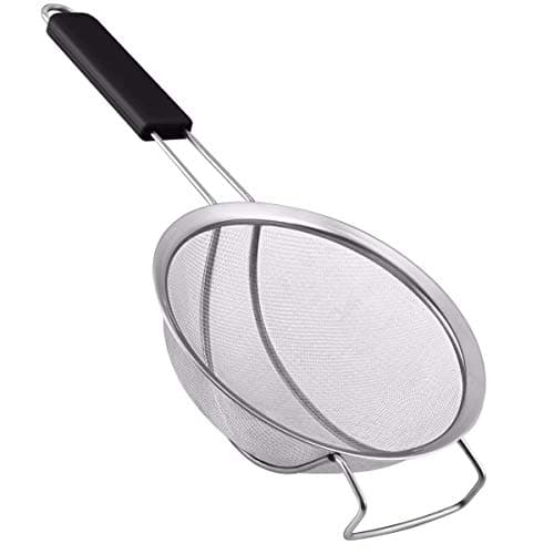 Fine Mesh Strainer with 9 Inch Large Stainless Steel Fine Mesh and Reinforced Frame and Sturdy Handle Grip - Designed for Chefs and Kitchen