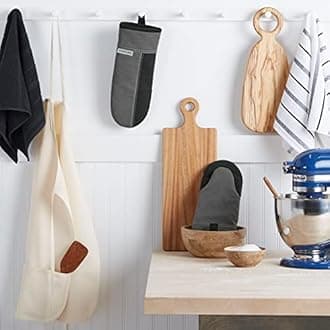 KitchenAid Beacon Two-Tone Non-Slip Oven Mitt Set, Contour Silver/Onyx Black, 5.75"x13", 2 Piece